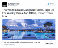 a screenshot of surface hotels twitter